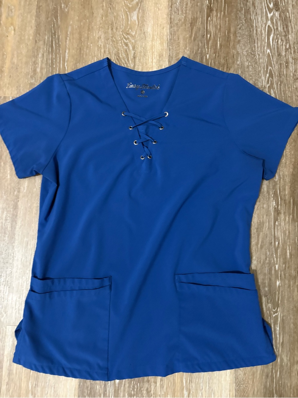 Women’s Scrub Set Blue V Neck Lace-Up and Pants